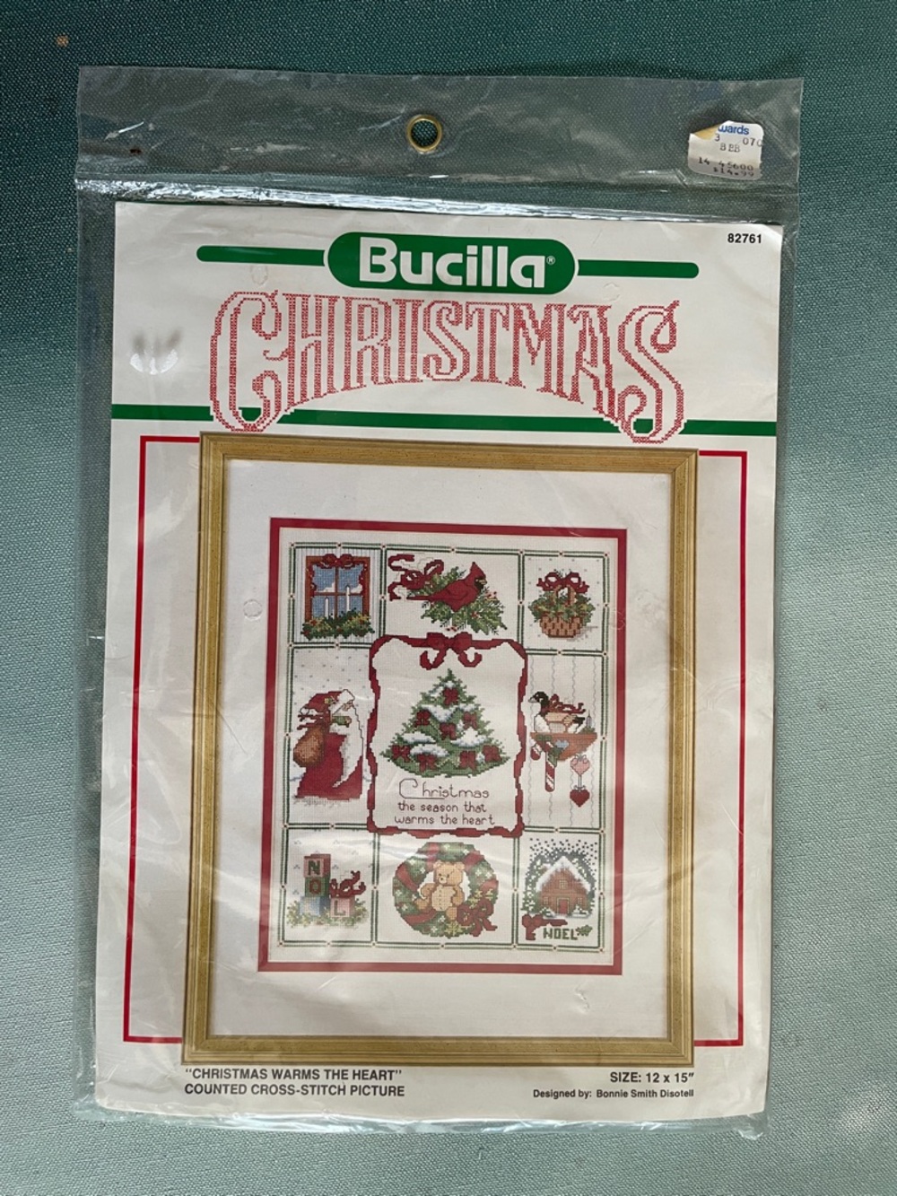 Bucilla Counted Cross Stitch Kit Christmas Warms The Heart 12” by 15” Vintage